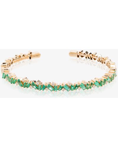 Suzanne Kalan 18k Yellow Gold Frenzy Emerald And Diamond Bracelet - Women's - Diamond/emerald/18kt Yellow Gold - Metallic