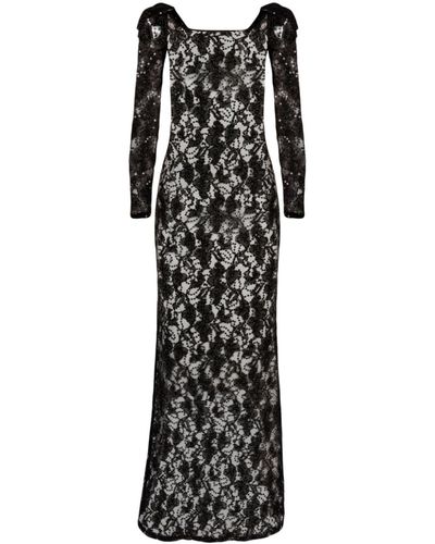 Nina Ricci Sequinned Lace Maxi Dress - Women's - Polyamide/polyethylene - Black