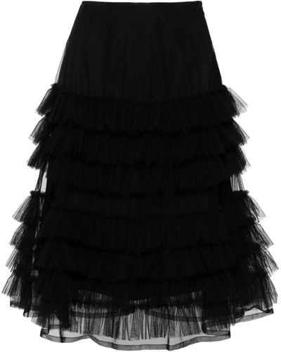 Molly Goddard Iris Tiered Tulle Skirt - Black