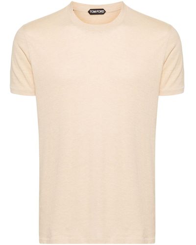 Tom Ford Neutral Mélange Short-sleeve Cotton T-shirt - Natural