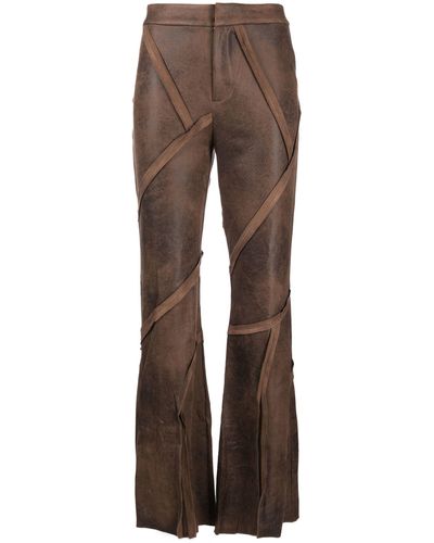 Kim Shui Open Seam Faux Leather Pants - Brown