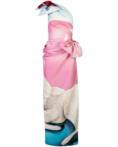 Nina Ricci Pink Bow One-shoulder Gown