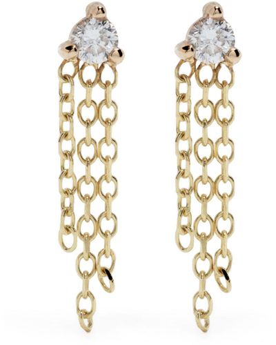 Wwake 14k Yellow Diamond Mist Drop Earrings - Women's - 14k Plated Brass - Metallic