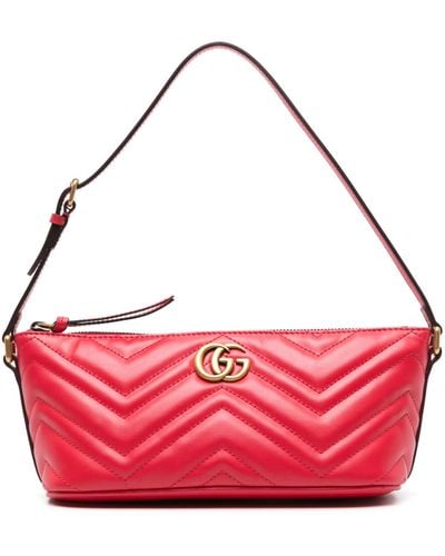 Gucci Small GG Marmont Shoulder Bag - Red