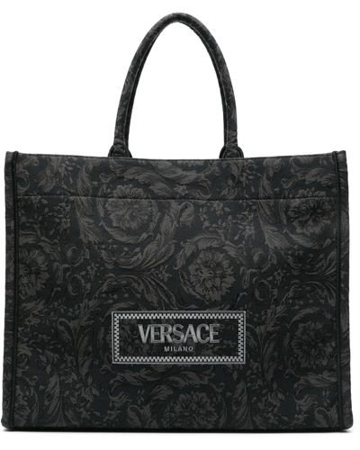 Versace Barocco Athena Large Tote Bag - Unisex - Polyamide/cotton/acrylic/calf Leather - Black