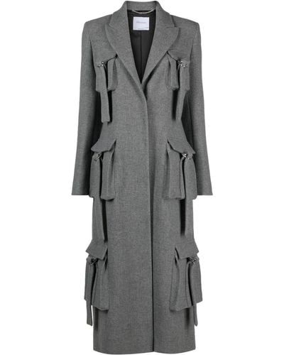 Blumarine Buckle-embellished Wool-blend Coat - Gray