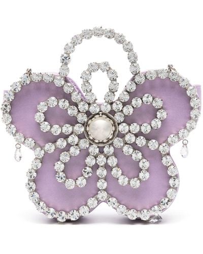 L'ALINGI Flower Satin Mini Bag - Women's - Crystal/satin - Purple