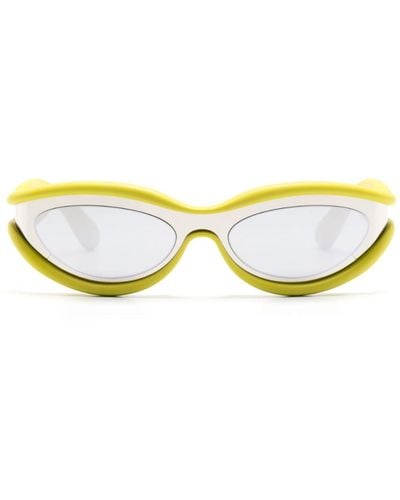 Bottega Veneta Mirrored Biker Frame Sunglasses - Unisex - Metal (other)/acetate - Green