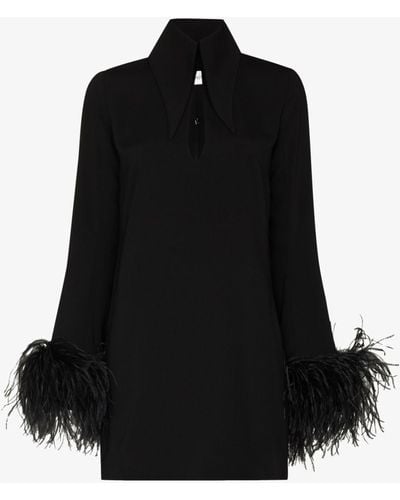 16Arlington Michelle Feather Trim Mini Dress - Women's - Polyester/ostrich Feather - Black