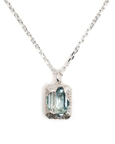 SWEETLIMEJUICE Sterling Metal Cover Topaz Necklace - Metallic