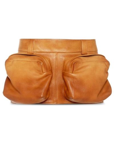 Miu Miu Nappa Leather Mini Skirt - Orange