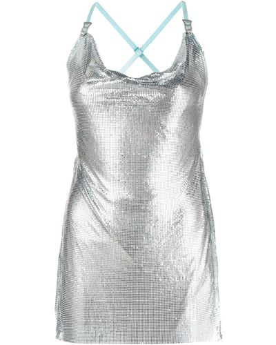 Poster Girl Silver-tone Calypso Chain Mail Mini Dress - Grey