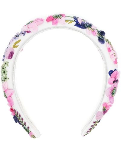 Jennifer Behr Alondra Floral Embellished Headband - White