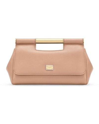Dolce & Gabbana Neutral Sicily Leather Clutch Bag - Women's - Calfskin - Pink