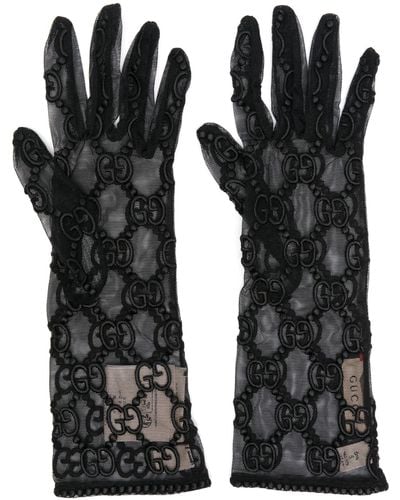Gucci Tulle Gg Gloves - Black