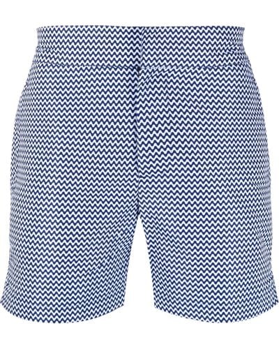 Frescobol Carioca Zigzag Print Swim Shorts - Blue