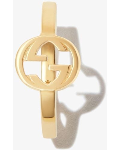 Gucci 18kt Yellow Gold Interlocking G Earring - Metallic