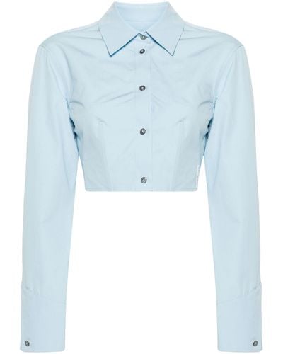 Alexander Wang Boned Cotton Cropped Shirt - Women's - Cotton - Blue