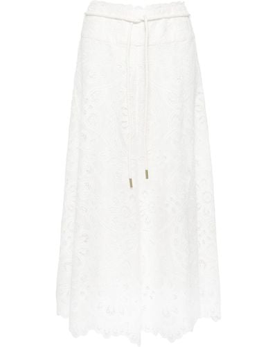 Zimmermann Ivory Broderie Anglaise Cotton Maxi Skirt - White