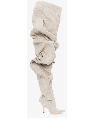 Y. Project Nude Draped 110 Linen Over-the-knee Boots - Natural