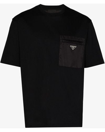 Prada Logo Badge Pocket T-shirt - Black