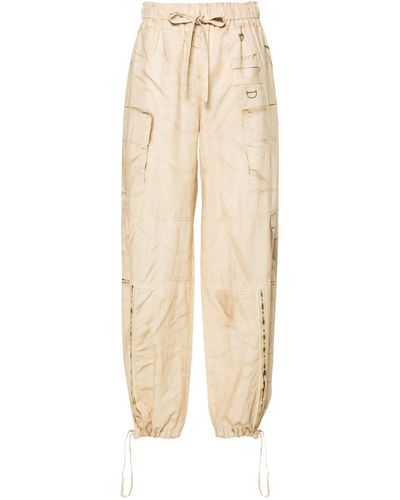 Acne Studios Neutral Printed Drawstring Trousers - Women's - Linen/flax/cotton - Natural