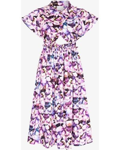 Kika Vargas Mabel Floral Cutout Dress - Women's - Cotton/spandex/elastane - Purple