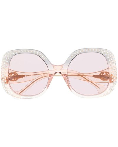Gucci Pink Crystal-embellished Square Sunglasses