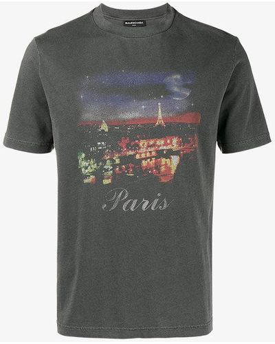 Balenciaga Paris Printed T-shirt - Gray