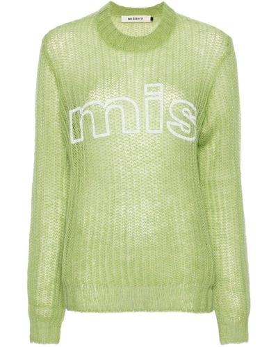 MISBHV Lime Logo Print Semi-sheer Sweater - Green