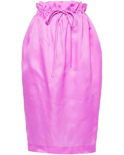 Khaite Paperbag-waist Silk Skirt - Pink