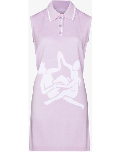 Thebe Magugu Sisterhood Intarsia Graphic Golfer Dress - Purple