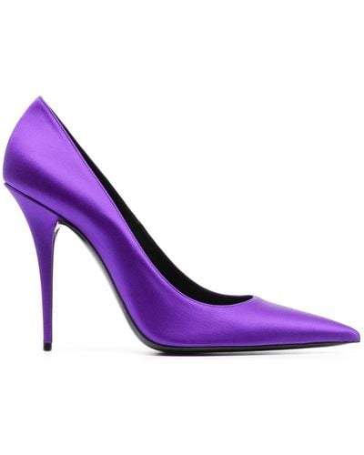 Saint Laurent Marylin 110mm Satin Court Shoes - Purple