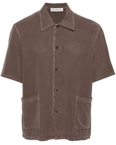 Our Legacy Short-sleeved Cotton Shirt - Brown
