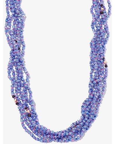 Marie Lichtenberg 9k Yellow Ghana Beaded Necklace - Blue