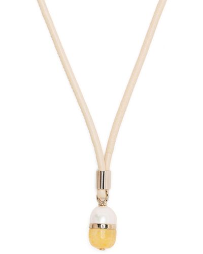 Chloé Darcey Leather-strap Pendant Necklace - Metallic