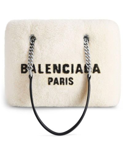 Balenciaga Duty Free Shearling Tote Bag - Natural