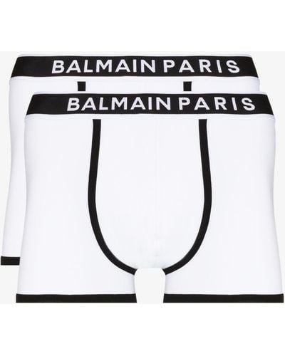 Balmain Logo Waistband Boxer Briefs Set - White