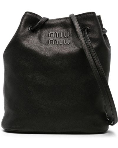 Miu Miu Mini Leather Bucket Bag - Black