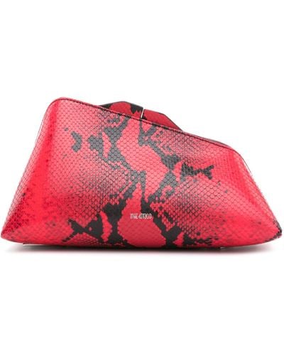 The Attico 8:30 Pm Snakeskin-effect Clutch Bag - Red