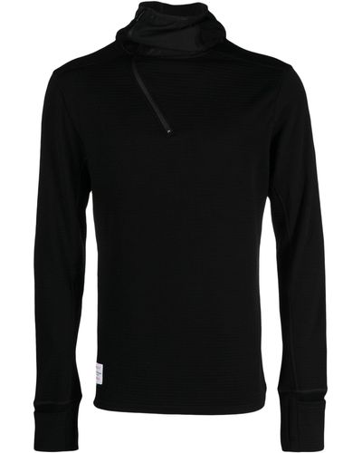 District Vision Hooded Merino Grid Sweatshirt - Black