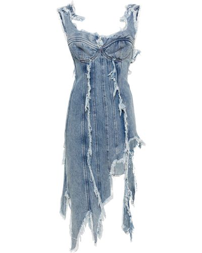 Natasha Zinko Distressed Denim Minidress - Blue