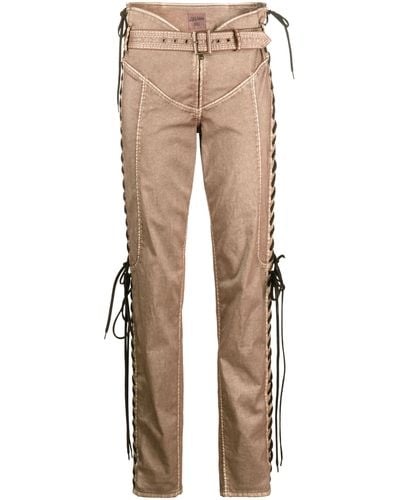 Jean Paul Gaultier X Knwls Lace-up Slim-leg Trousers - Natural