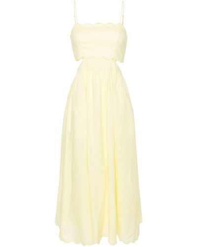 Zimmermann Pale Cut-out Sides Linen Maxi Dress - Yellow