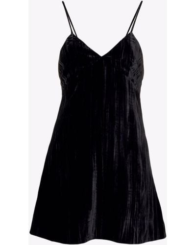Saint Laurent Velvet Mini Dress - Women's - Silk/cupro/viscose - Black