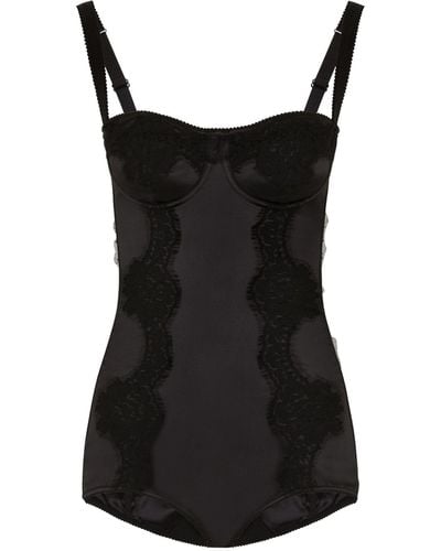 Dolce & Gabbana Lace-detail Balconette Bodysuit - Black