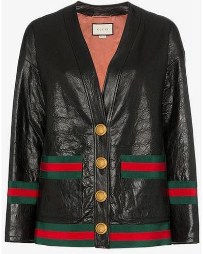 Gucci Contrast Trim Button-down Jacket - Black