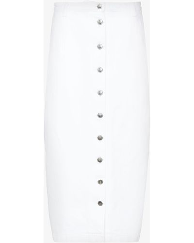 Raf Simons Buttoned Denim Midi Skirt - Women's - Cotton - White