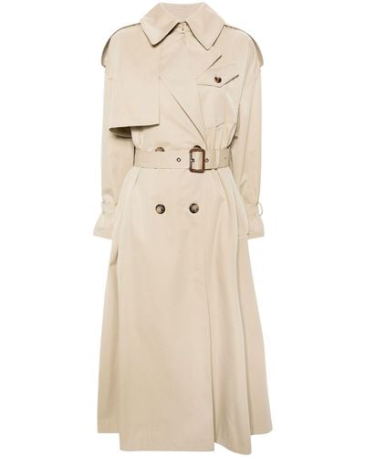 Alexander McQueen Neutral Belted A-line Trench Coat - Women's - Viscose/cotton/cupro - Natural