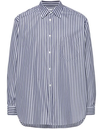 Comme des Garçons And White Striped Cotton Shirt - Men's - Cotton - Blue